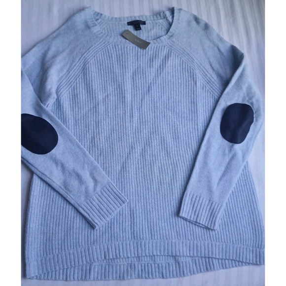 J. Crew Sweaters - J Crew Sweater Small Womens 100 Wool Leather Arm Patch Ribbed Knit Preppy New